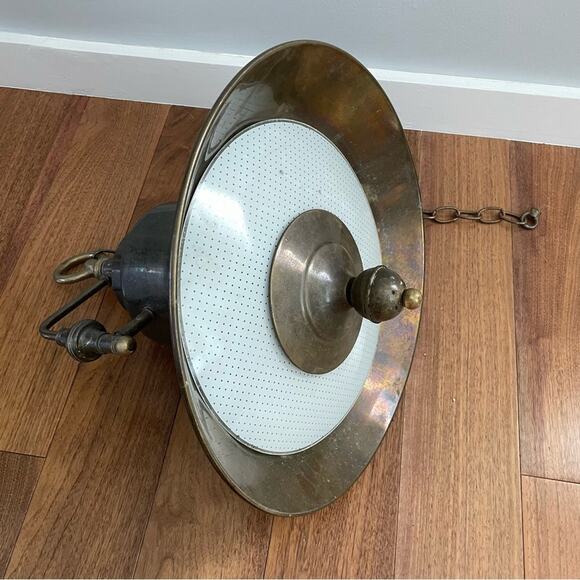 Vintage | LARGE Solid Brass Hanging Pendant Light Design Industrial Farmhouse - Picture 2 of 11